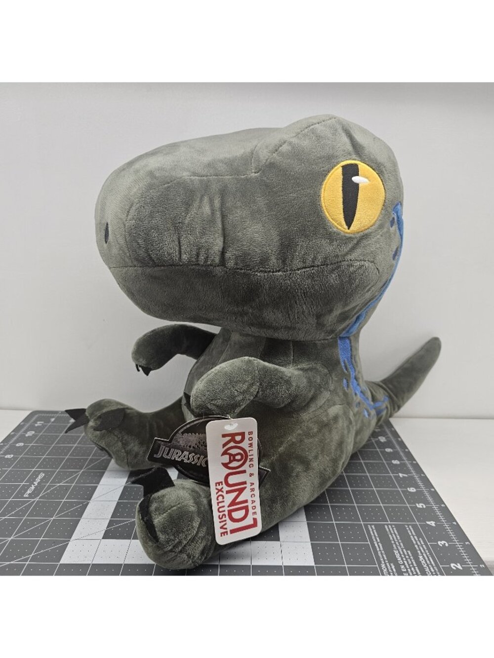 Jurassic World Gray/blue Raptor Plush 14" Licensed. Round 1 Exclusive NWT